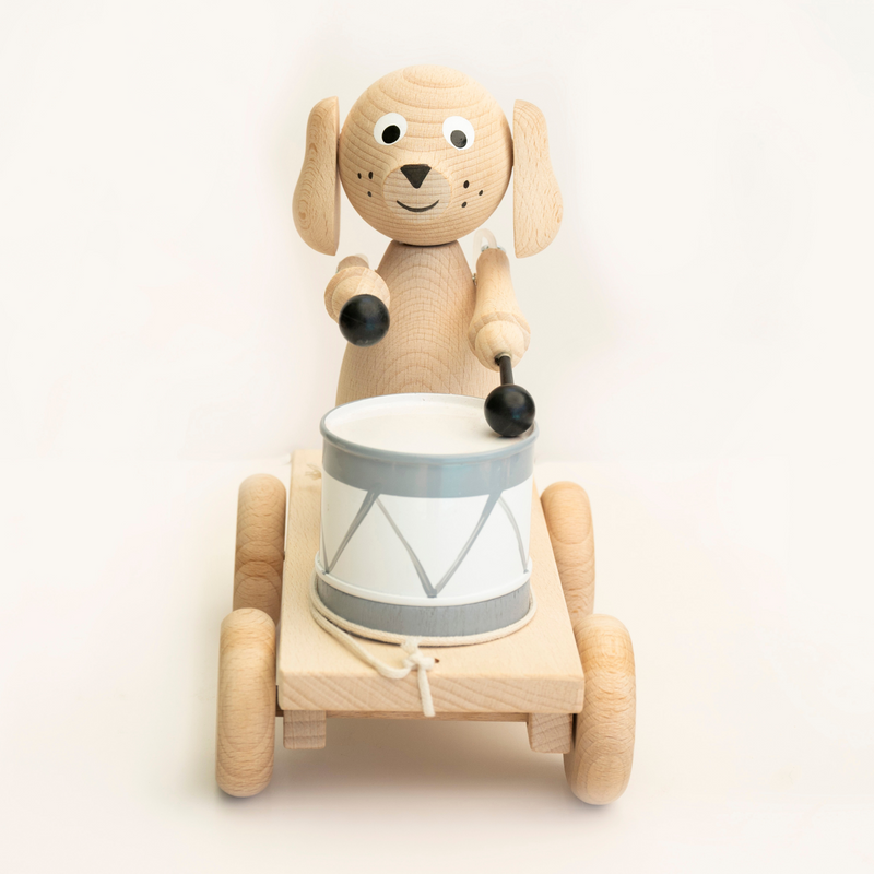 Puppy with Drums Wooden Toy
