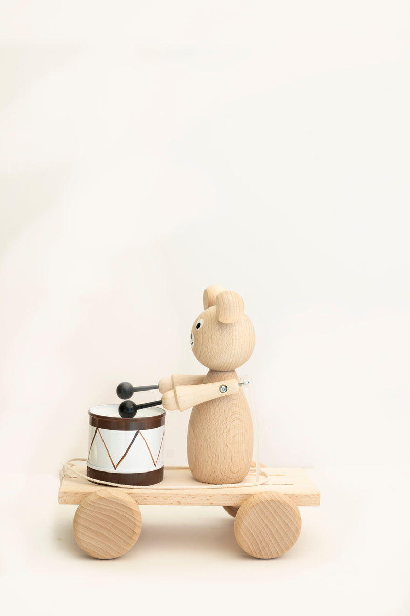 Bear with Drums Wooden Toy